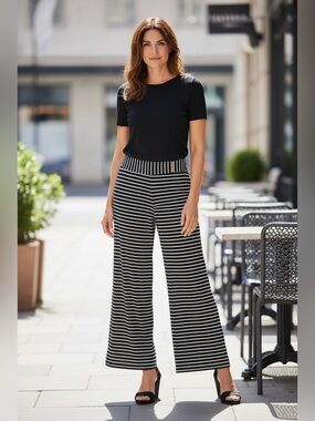 Trina Turk black white striped pants size 4